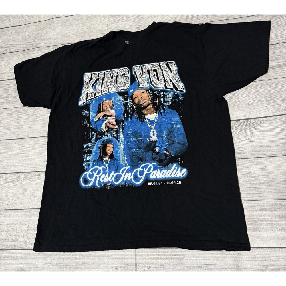 King Von Rest In Paradise Black T-Shirt Size 2XL Officially Licensed Hip Hop Rap